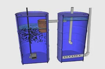 图 4.34　机械固体分离器（右）与生物过滤器（左）相连接的俯视图
